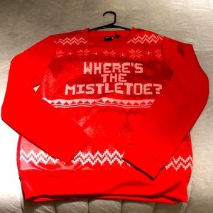 Red long sleeve ugly Xmas sweater - mens XL